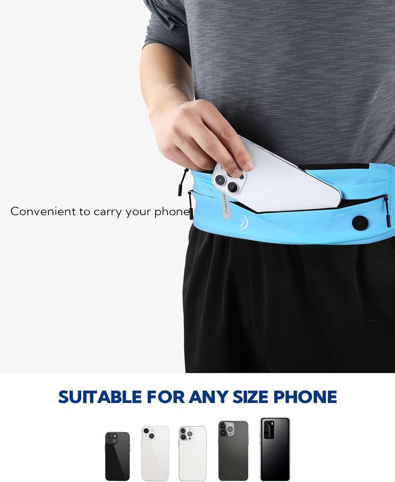 WATERFLY Running Belt Fanny Pack: Runner Marathon Jogging Waist Pack Sport Workout Exercise Fitness Phone Holder Belt for Men Women Jogger Slim Waistband - Image 3