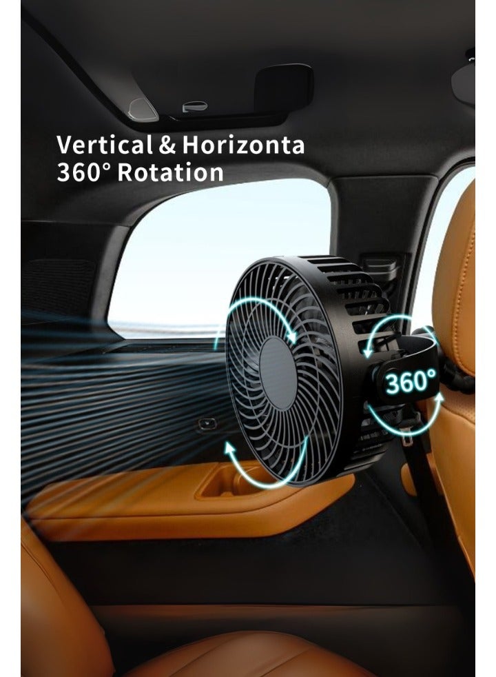 ترتيس تورتيس مروحة عربة أطفال محمولة قابلة لإعادة الشحن 8000 مللي أمبير – دوران 360° و3 سرعات هادئة مع قاعدة مرنة للاستخدام على العربة والمكتب والسفر - Image 3