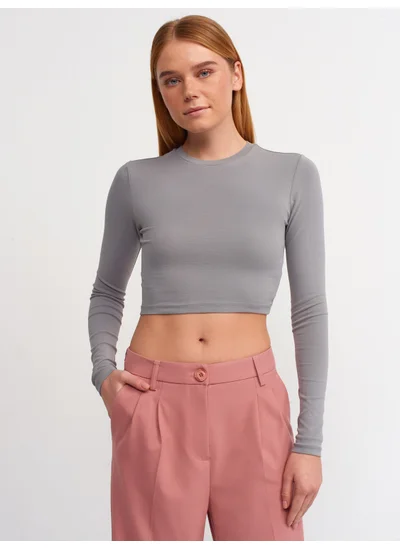 ديلفين 30349 Crew Neck Long Sleeve Top-Grey
