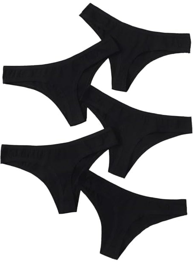 Hanady Women's 5-piece cotton panty set, black, comfortable for everyday use - Image 5