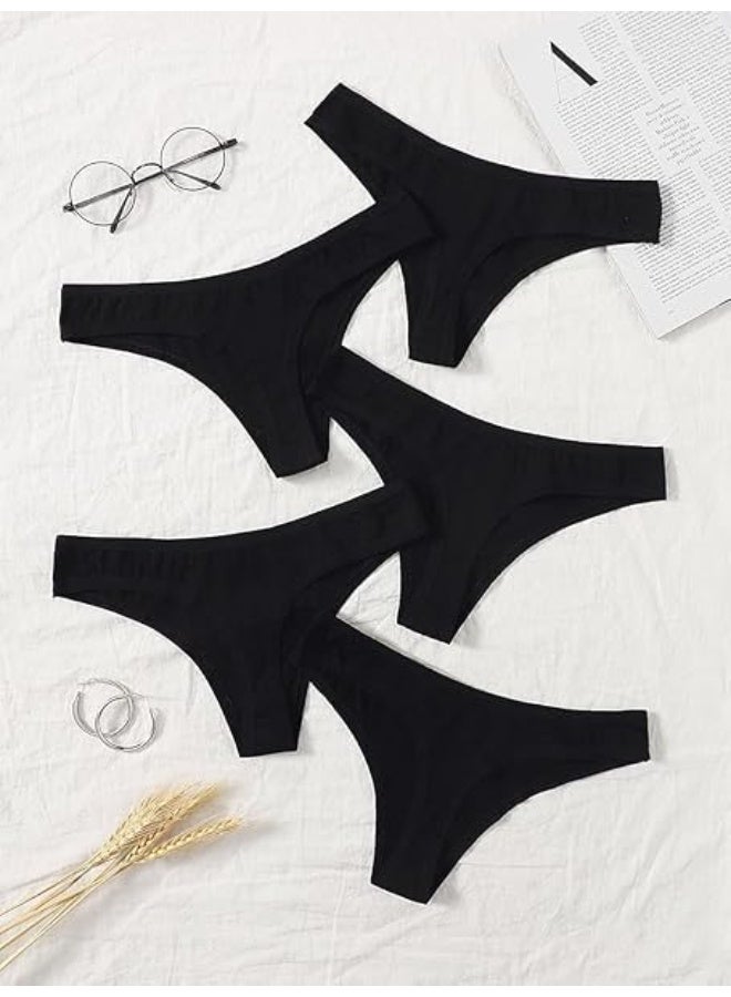 Hanady Women's 5-piece cotton panty set, black, comfortable for everyday use - Image 3