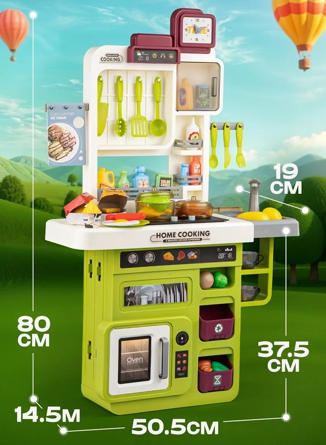 Kids Kitchen Playset, Kid Play Kitchen with Realistic Lights & Sounds, Spray Sink Toy Kitchen Accessories, Pretend Food Toys Kitchen for Boys Girls Toddlers - Image 2