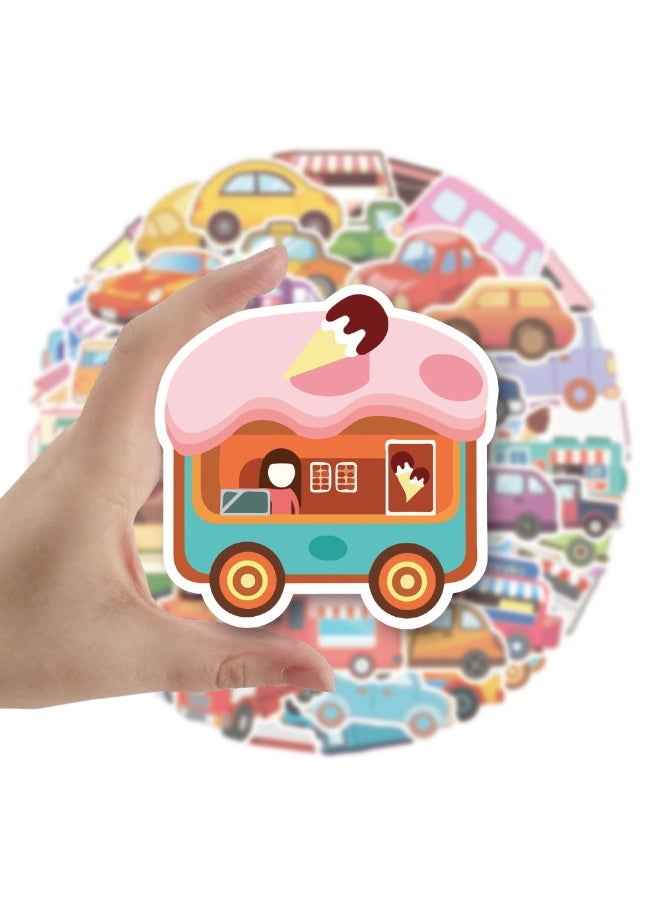 Cartoon Transportation Vehicle Truck Stickers for Kids Boy Vinyl Waterproof Sticker 50 Pack for Water Bottle Laptop Skateboard Computer Indoor and Outdoor Use Party Favor and Supplies - Image 2