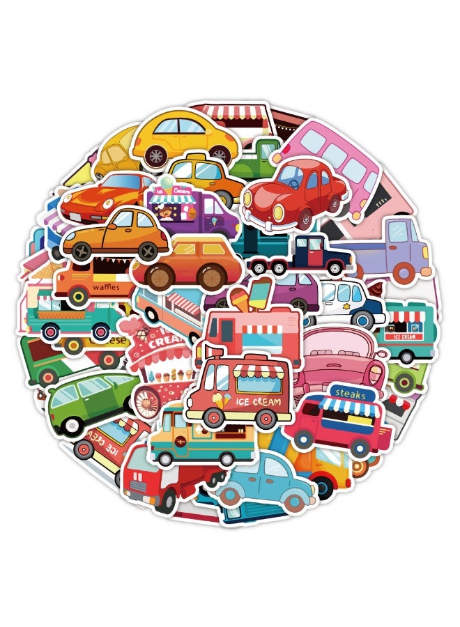 Cartoon Transportation Vehicle Truck Stickers for Kids Boy Vinyl Waterproof Sticker 50 Pack for Water Bottle Laptop Skateboard Computer Indoor and Outdoor Use Party Favor and Supplies - Image 1