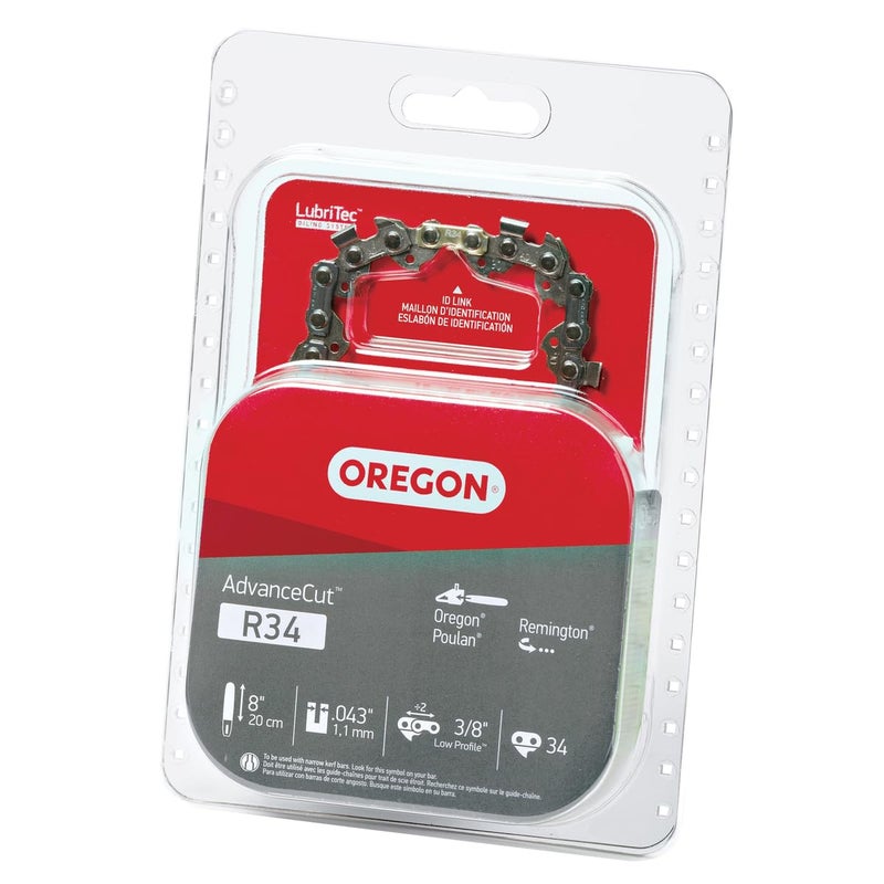 Oregon R34 AdvanceCut Replacement Chainsaw and Pole Saw Chain, for 8" Guide Bars, 34 Drive Links, Pitch: 3/8" Low Profile, .043" Gauge - Image 2