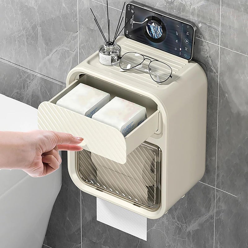 Xpandio Magic Sticker Series Tissue Roll Holder - Toilet Paper Holder - 100% Waterproof with Storage Rack and Mobile Stand for Bathroom - Image 3
