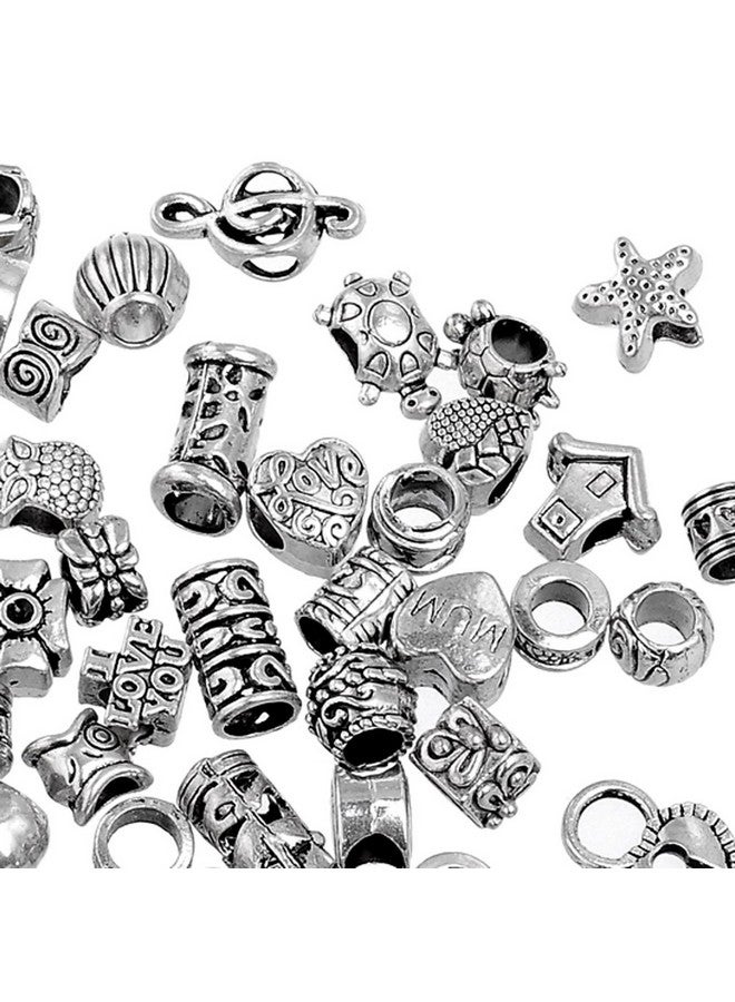 روبيكا 50 قطعة من خرزات معدنية فضية اللون من التبت، تشكيلة متنوعة من التصاميم لصنع المجوهرات - Image 1