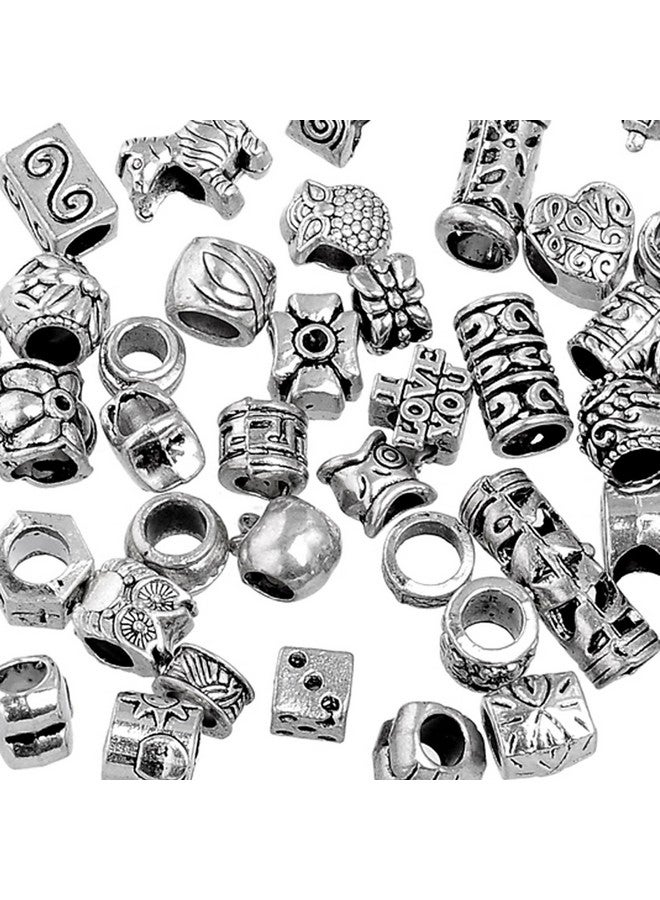 روبيكا 50 قطعة من خرزات معدنية فضية اللون من التبت، تشكيلة متنوعة من التصاميم لصنع المجوهرات - Image 4
