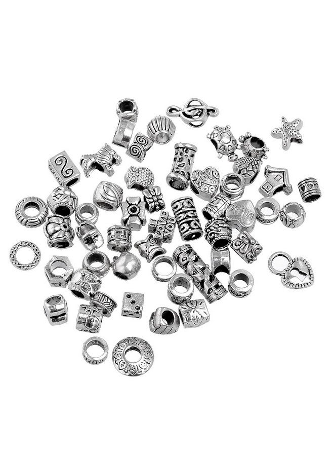 روبيكا 50 قطعة من خرزات معدنية فضية اللون من التبت، تشكيلة متنوعة من التصاميم لصنع المجوهرات - Image 3