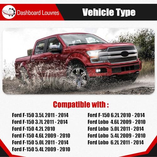 BHB 4PCS Dashboard AC Heater Air Vent Chrome Front Interior Louvres Compatible with Ford F150 Lobo 2009-2014 Replacment for OE 9L3Z-19893-CA - Image 2