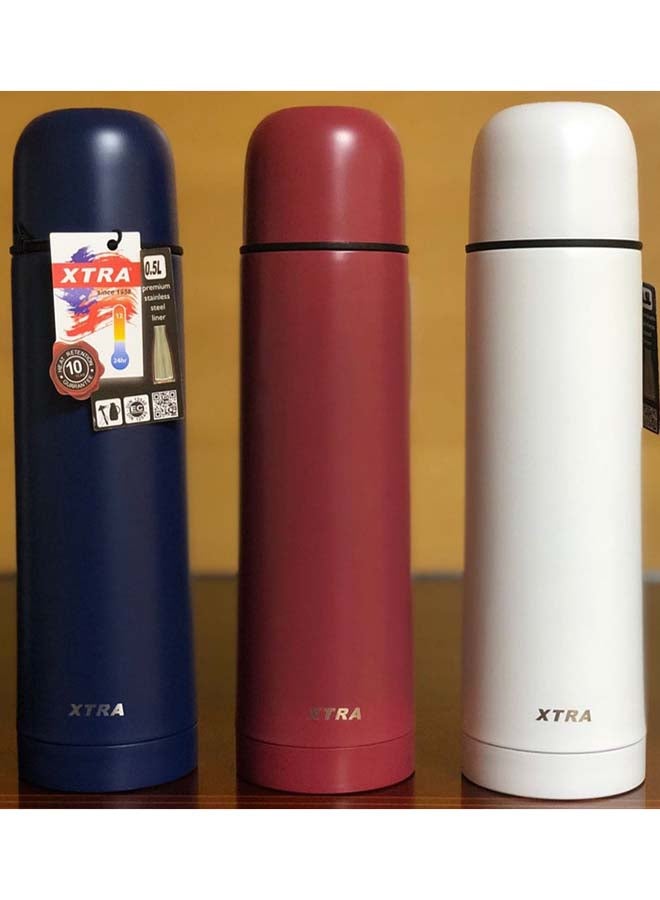 XTRA زجاجة ماء مزدوجة الجدار من الفولاذ المقاوم للصدأ سعة 0.7 لتر مع طلاء ملون (V-0770E) إكسترا