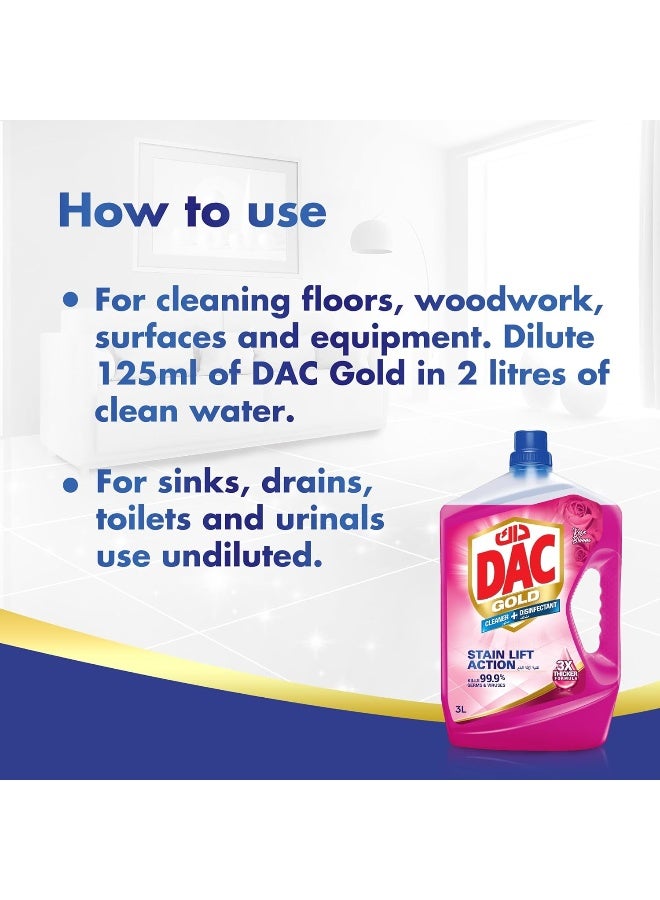 DAC Gold Disinfectant Multi-Purpose Cleaner - Rose (2.9 Litres x 2 - Twin Pack) - Image 5