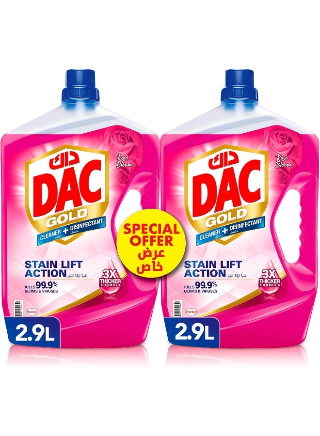 DAC Gold Disinfectant Multi-Purpose Cleaner - Rose (2.9 Litres x 2 - Twin Pack) - Image 1