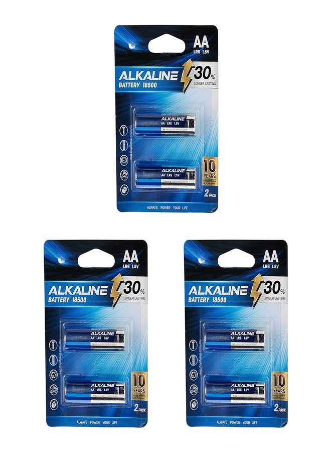 Deli Alkaline AA Batteries -Pack of 6, 30% Longer Lasting, Mercury-Free, E18500 - Image 1