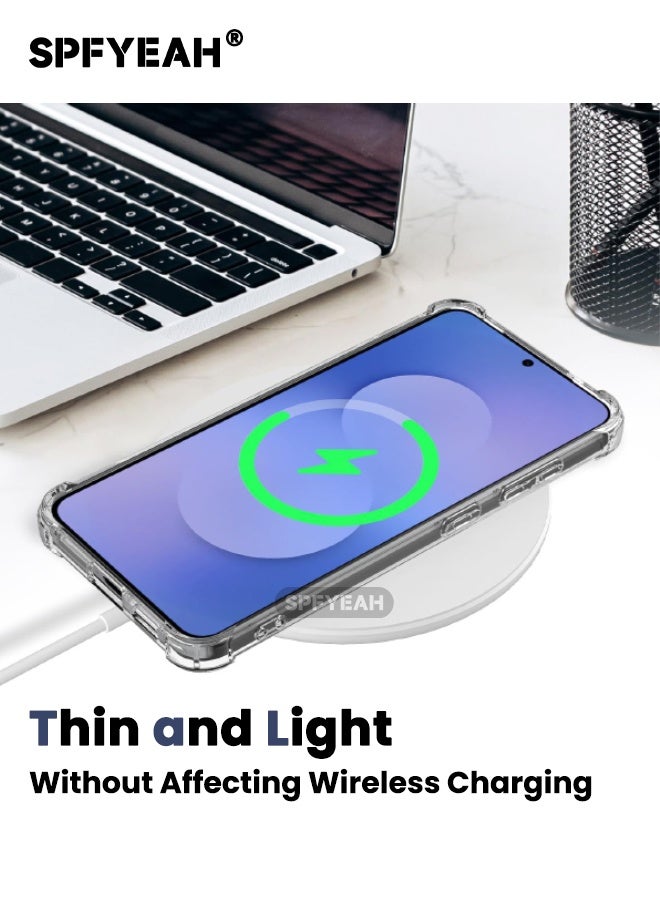 SPFYEAH [2-in-1] Samsung Galaxy S25 FE Case with Screen Protector, Four Corner Anti-Fall Airbags, Slim Flexible TPU Rubber Soft Silicone Anti Slip Bumper Case Cover Fit for Samsung S25 FE 5G 6.7 inch, Clear - Image 3