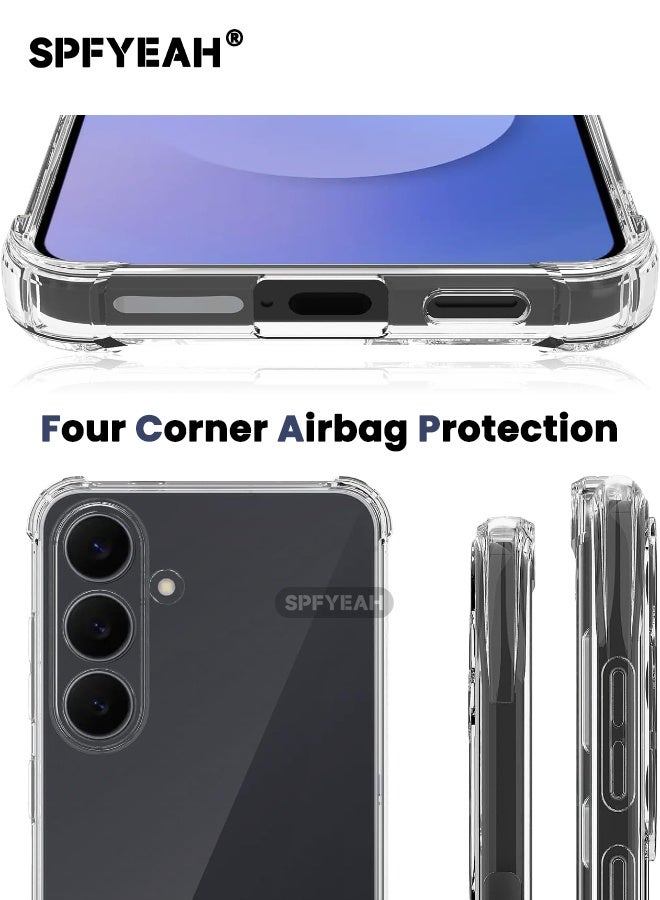 SPFYEAH [2-in-1] Samsung Galaxy S25 FE Case with Screen Protector, Four Corner Anti-Fall Airbags, Slim Flexible TPU Rubber Soft Silicone Anti Slip Bumper Case Cover Fit for Samsung S25 FE 5G 6.7 inch, Clear - Image 4