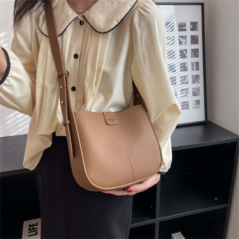 Bucket Bags with Small Purse Fashion Versatile Shoulder Bag for Women Girl Solid Color Crossbody Bag Large Capacity - Image 2