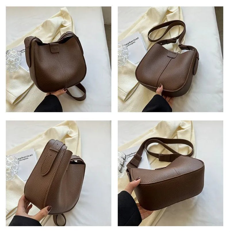 Bucket Bags with Small Purse Fashion Versatile Shoulder Bag for Women Girl Solid Color Crossbody Bag Large Capacity - Image 5