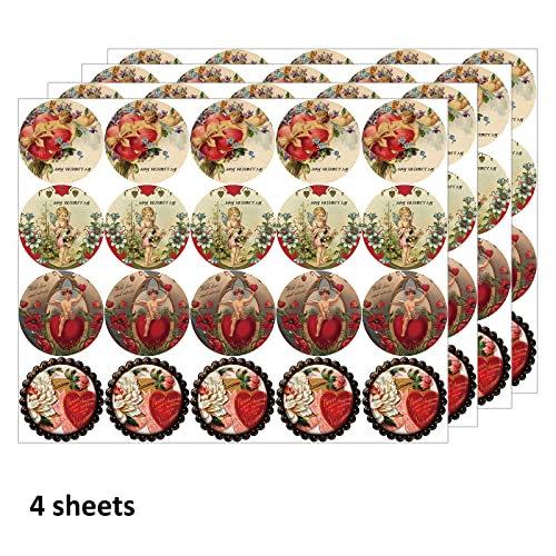 Hilgue 80 Vintage Valentine’s Day Stickers, Victorian Valentines Stickers Labels, Classic Cherub Valentine’s Day Gift Party Favor Decorations - Image 2