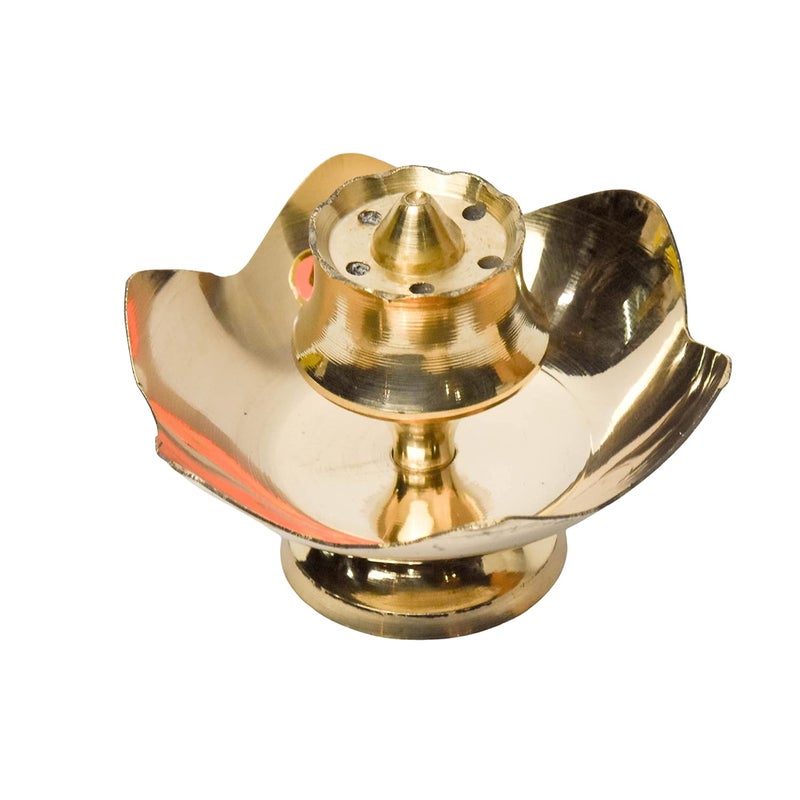 Bhimonee Decor Bhimonee Decor Brass Lotus Design AgarbattiDhoop Holder Home Dcor Gift Pooja 80 gm 2 inches Brass 1 Piece 