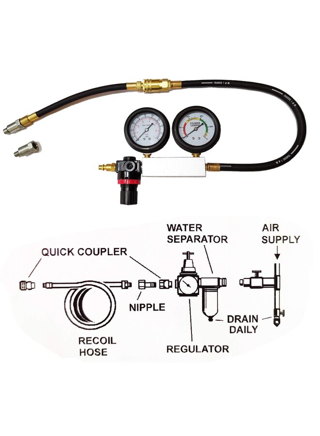 New Leak Down Tester Engine Cylinder Leak Tester Leakage Detector Engine Compression Tester Gauges Set - Image 3