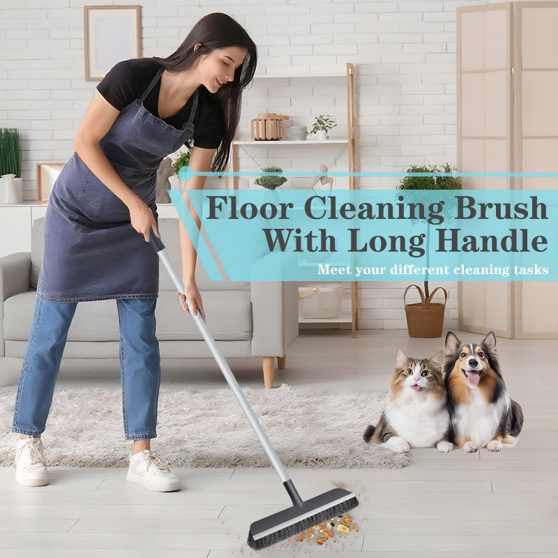 AONEZ Floor Scrub Brush with Long Handle - Adjustable Handle 2 in 1 Scrape and Heavy-Duty Stiff Bristle Floor Scrubber Brush for Cleaning Bathroom, Kitchen Patio Tile Garage and Deck - Image 3