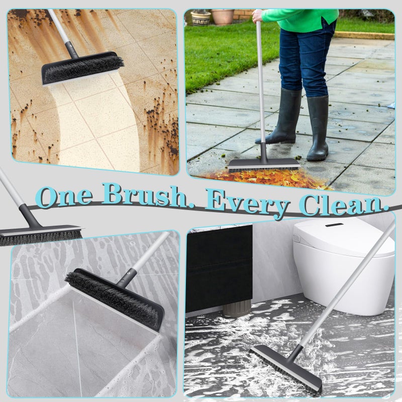 AONEZ Floor Scrub Brush with Long Handle - Adjustable Handle 2 in 1 Scrape and Heavy-Duty Stiff Bristle Floor Scrubber Brush for Cleaning Bathroom, Kitchen Patio Tile Garage and Deck - Image 5