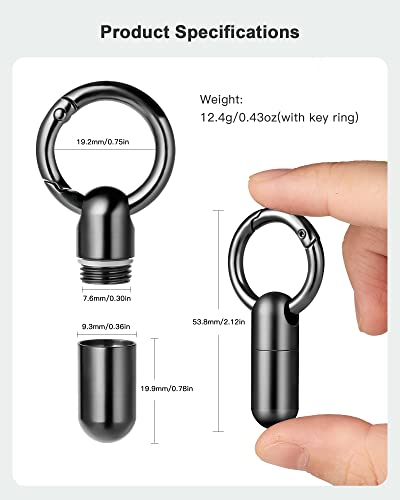 TISUR Tiny Keychain Pill Holder, Titanium Pill Case Waterproof Pill Fob for Travel Purse Pocket,Mini Pill Organizer Black - Image 5