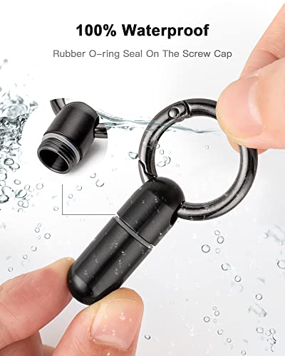 TISUR Tiny Keychain Pill Holder, Titanium Pill Case Waterproof Pill Fob for Travel Purse Pocket,Mini Pill Organizer Black - Image 2