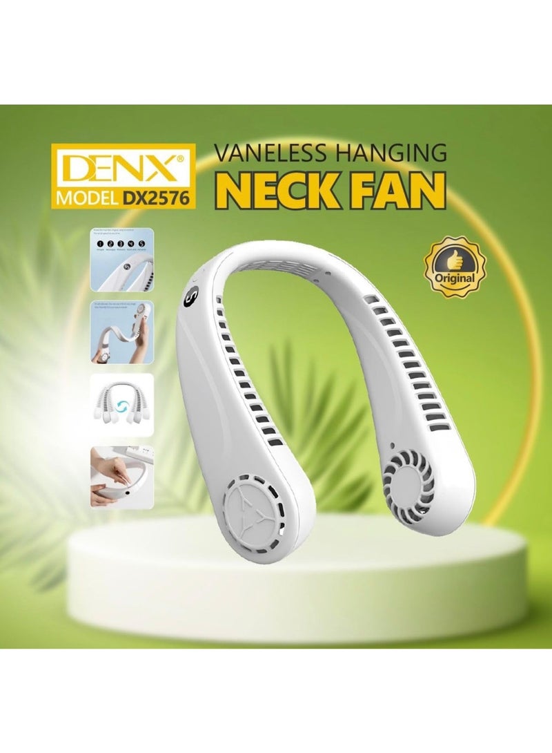 DENX DX2576 Bladeless Neck Fan, Portable Hands-Free Cooling Fan, Wearable Personal Mini Fan, USB Type-C Rechargeable, Quiet Operation, 3-Speed Adjustable Neckband Fan For Travel, Outdoor, Sports, Office, Home - Image 1