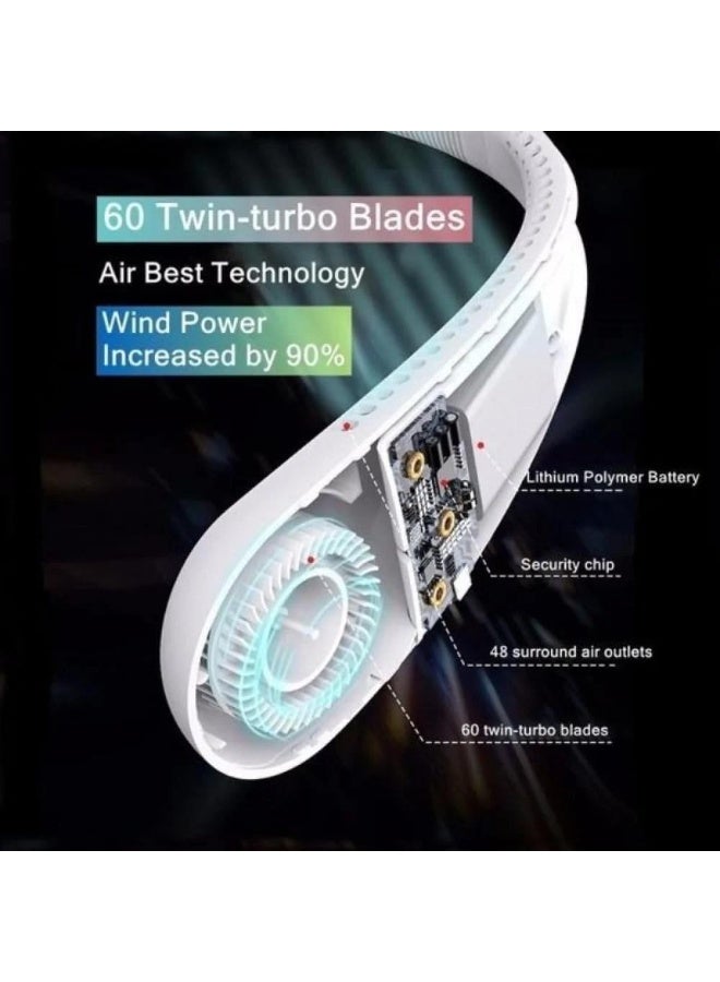 DENX DX2576 Bladeless Neck Fan, Portable Hands-Free Cooling Fan, Wearable Personal Mini Fan, USB Type-C Rechargeable, Quiet Operation, 3-Speed Adjustable Neckband Fan For Travel, Outdoor, Sports, Office, Home - Image 3