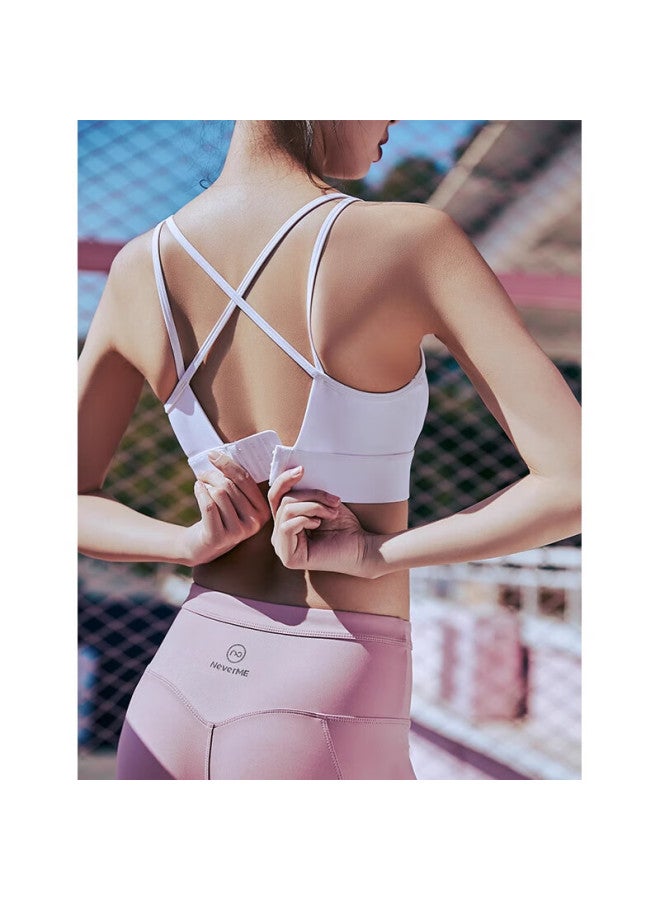 Never Me Women's Cross Back Wireless Bra Integrated Fitness Tank Top High-intensity Yoga Running Shockproof Anti-sagging - Image 3