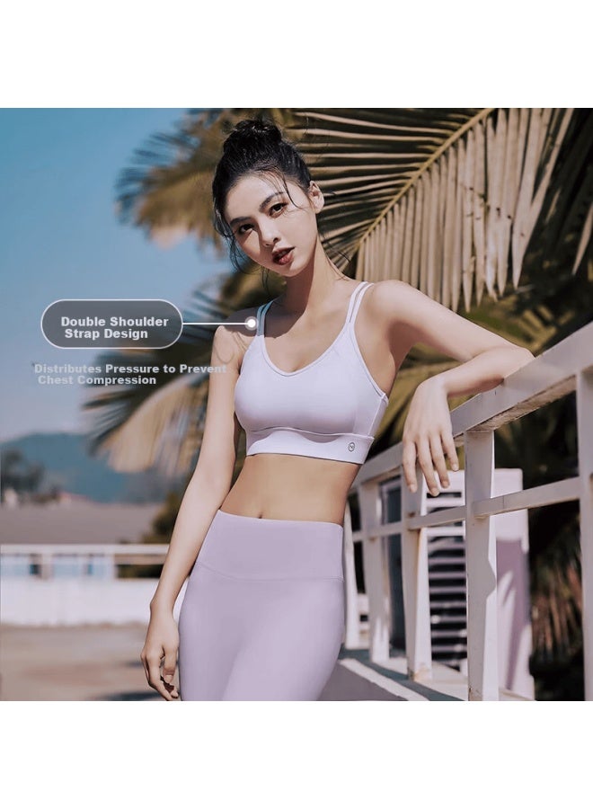 Never Me Women's Cross Back Wireless Bra Integrated Fitness Tank Top High-intensity Yoga Running Shockproof Anti-sagging - Image 4