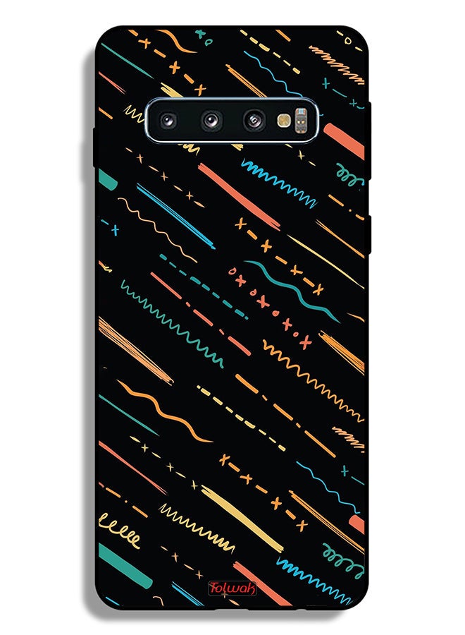 Tolwak Samsung Galaxy S10 Plus Protective Case Cover X Lines Abstract Pattern - Image 2