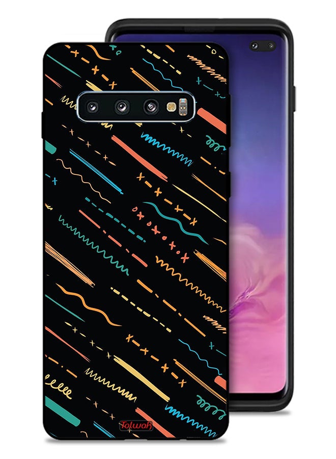 Tolwak Samsung Galaxy S10 Plus Protective Case Cover X Lines Abstract Pattern - Image 1