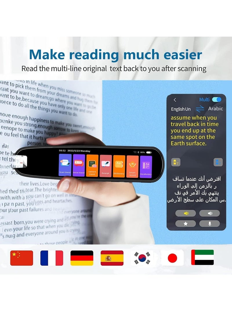Translation Pen Scan Reader Text-to-Speech Device, Language Translator for 134 Languages, OCR Reader Pen, Photo & Text Voice Translation, Reading Pen for Dyslexia, White Color