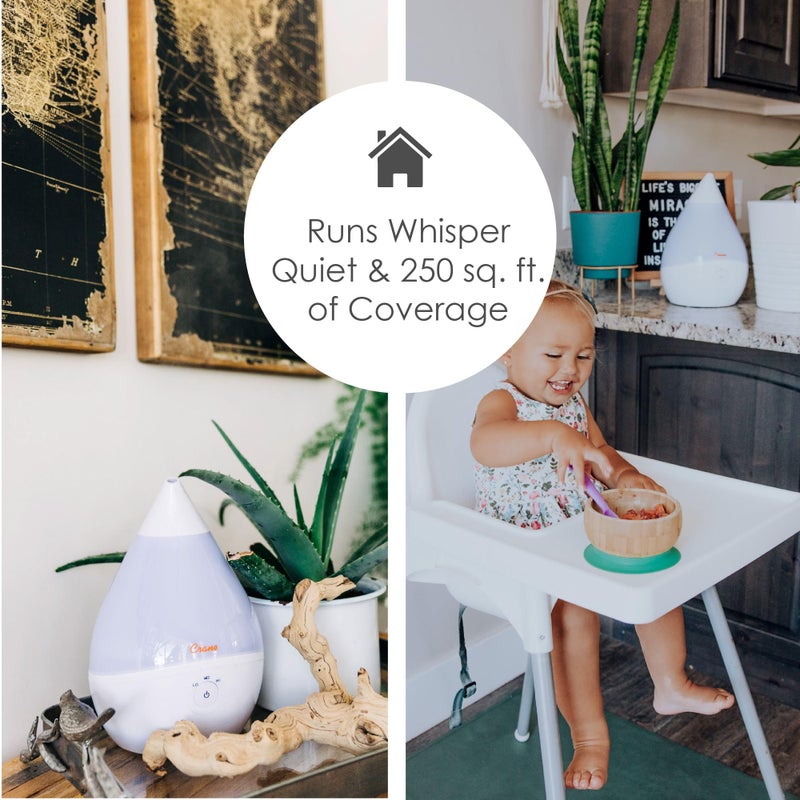 Crane Teardrop Ultrasonic Cool Mist Humidifier for Baby Nursery, 0.5 Gallon, Adjustable Settings, Essential Oil Diffuser White - Image 5