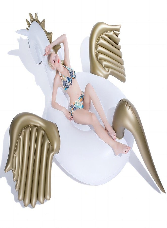 Jasonwell Giant Inflatable Pegasus Pool Float with Rapid Valves Summer Beach Swimming Pool Party Lounge Raft Decorations Toys for Adults & Kids 98.4 x 98.4 x 54.2-Inch - Image 1