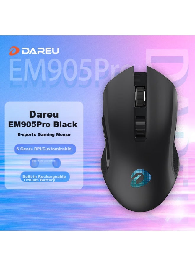 Daryo Dareu Em905pro Gaming Mouse, Wireless Mouse, Dual-mode Mouse, Rechargeable Mouse, 6000dpi, Black - Image 2