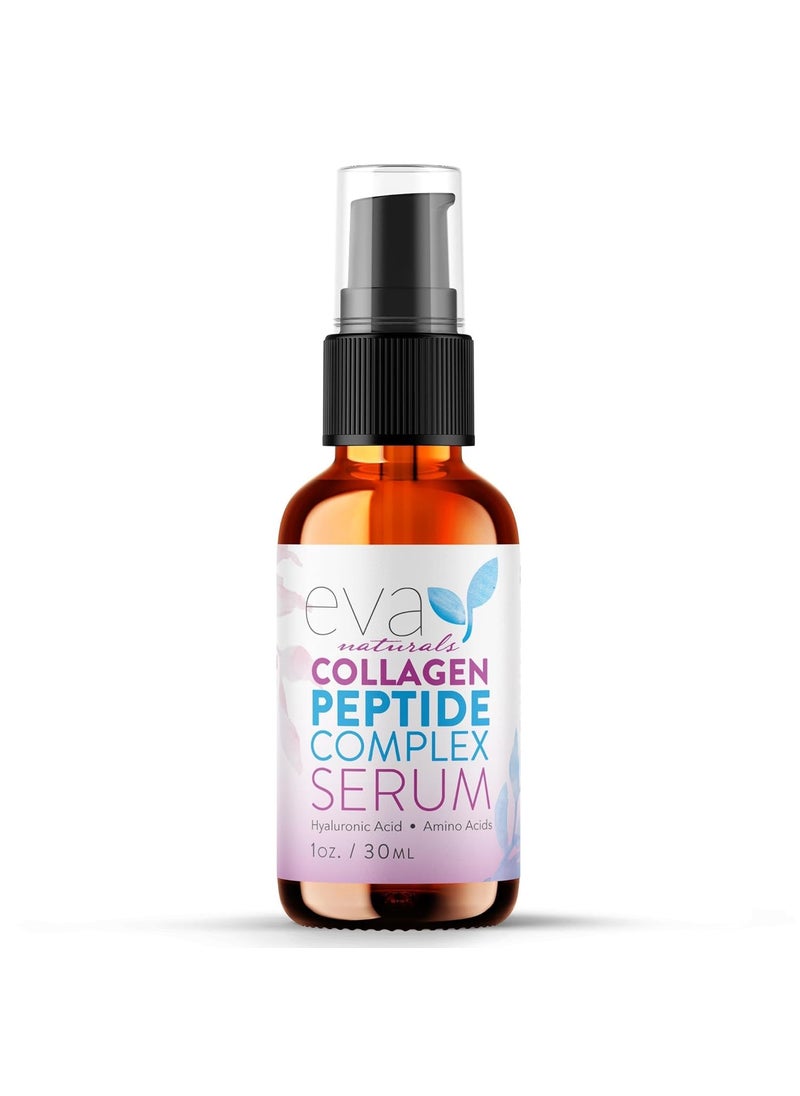 Eva Naturals Collagen Peptide Serum - Anti Aging Collagen Serum for Face, Skin Brightening, Reduces Fine Lines & Wrinkles (1 oz) 