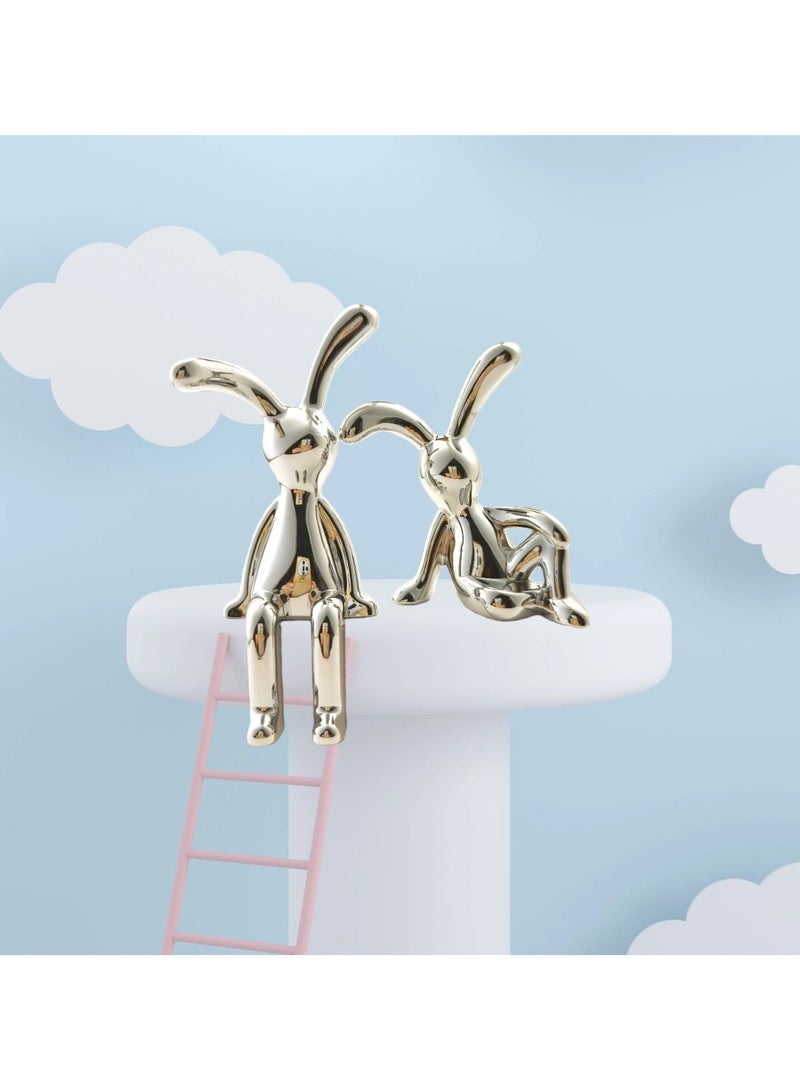 Aura Select Rabbit Car Decorations 2-Piece Set Cute Long-Legged Figurines for Home Office Desk Center Console Monitor Shelf Decorative Ornaments for Daily Use Gift - Image 4