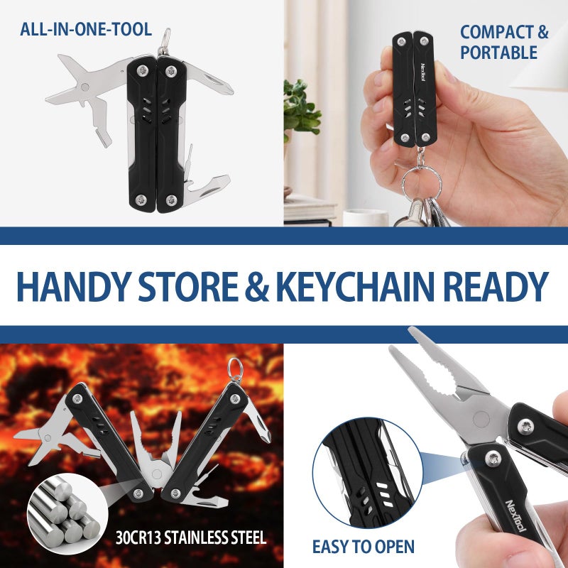 Nextool NexTool Keychain Multitool, 9 in 1 Mini Multitool with Needle Nose Pliers, Scissors, SIM Extractor and Screwdrivers for Travel, EDC, TSA Approved Multitool, Bladeless Small Multitool(Mini Sailor Lite)  - Image 3