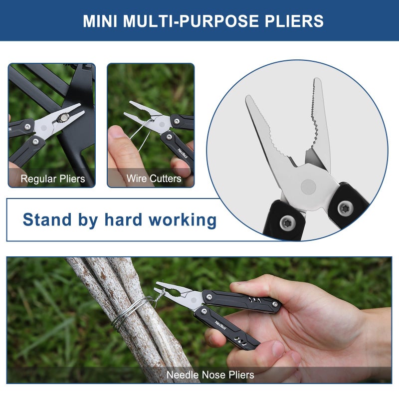 Nextool NexTool Keychain Multitool, 9 in 1 Mini Multitool with Needle Nose Pliers, Scissors, SIM Extractor and Screwdrivers for Travel, EDC, TSA Approved Multitool, Bladeless Small Multitool(Mini Sailor Lite)  - Image 4