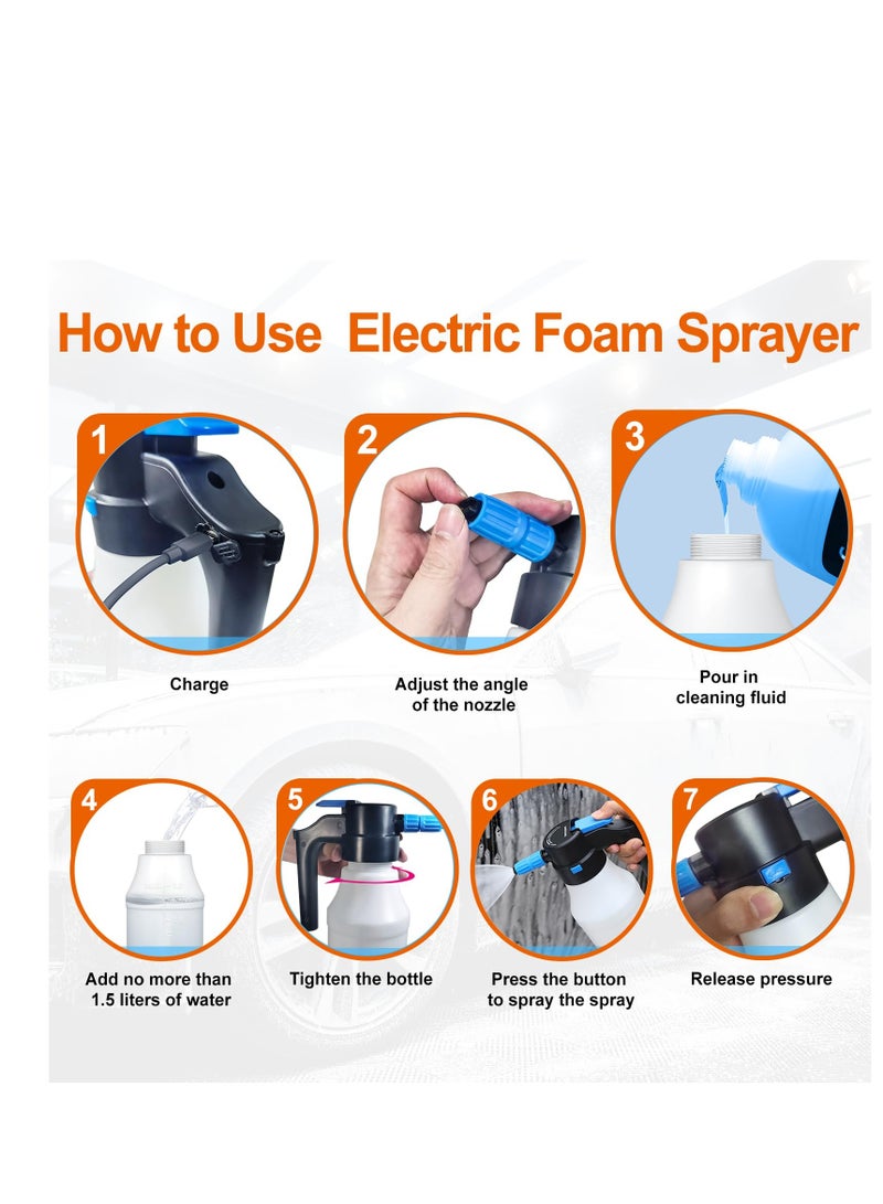 Generic Car Foam Sprayer, Electric Pressurized Foam Sprayer, Foam Sprayer, Car Wash Foam, Adjustable Foaming Car Wash Sprayer, Suitable for Home, Garden Car Beauty Cleaning, Car Accessories (1.5 L)  - Image 3