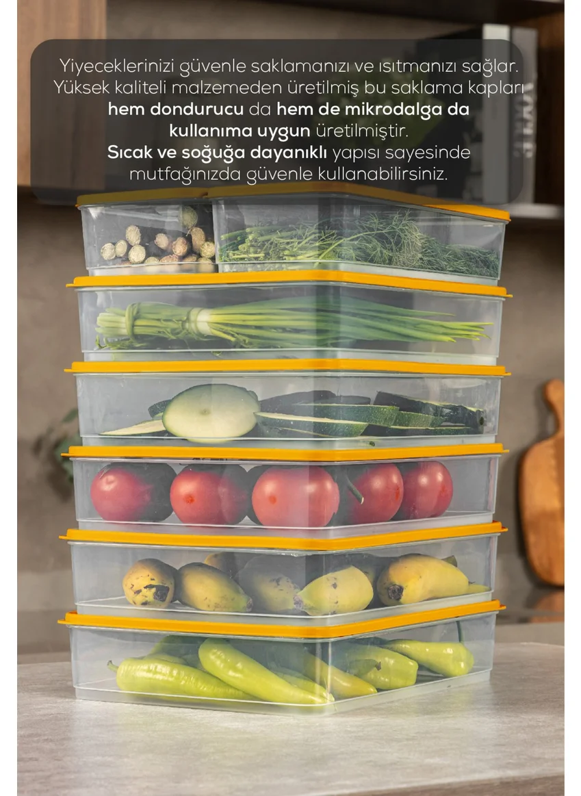 Vienev 7-Piece Fridge Freezer Organizer Microwave and Freezer Suitable Storage Container Orange