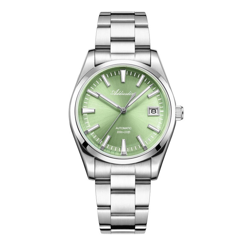 ADDIESDIVE Automatic Watches for Men NH35A Japanese Movement Self-Winding Dress Watch 100 M Water Resistant Green Dial - Image 1