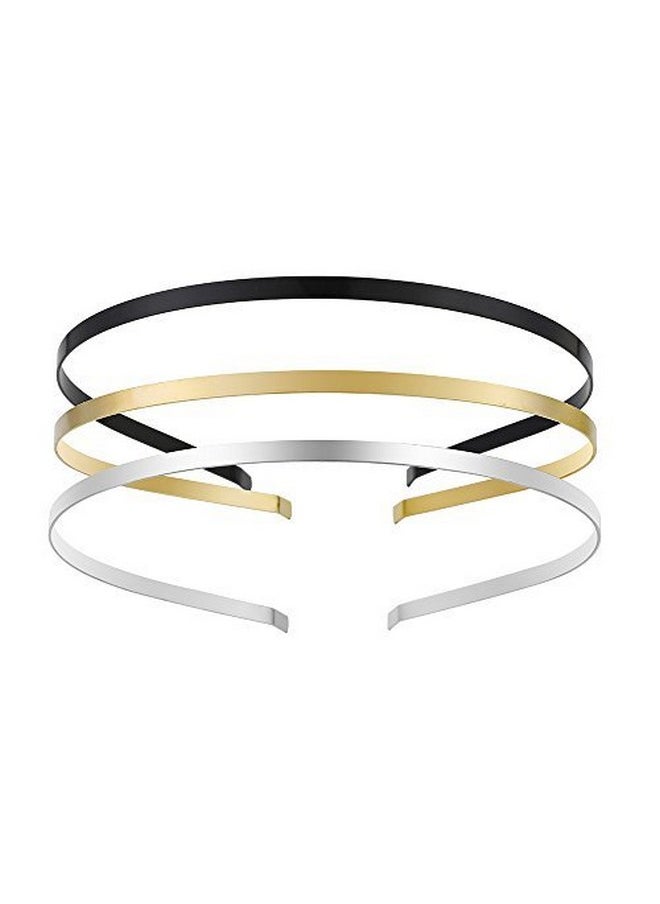 YUE DOU XIONG Womens Metal Headbands With 3 Colors Black Gold Silver Plated Hairband Head Bands Pack Of 12 