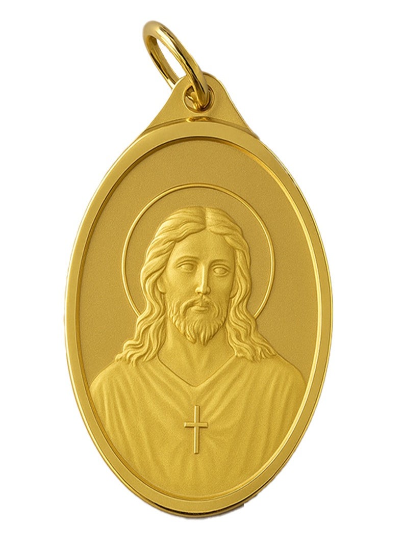 Gold Era Gold Era 10g 24K (999.9) Pure Gold Pendant – Jesus Face Engraving – Religious Jewelry for Christians & Gifting  - Image 1
