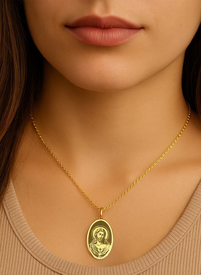 جولد ايرا Gold Era 10g 24K (999.9) Pure Gold Pendant – Jesus Face Engraving – Religious Jewelry for Christians & Gifting  - Image 4