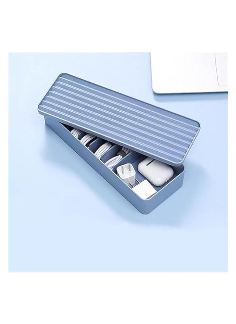 Xspring Cable Management Boxes, 27 X 9.6 X 6 CM Plastic Cable Organizer Box, Blue Promass Large Cord Organizer Box for Cord Organizer to Conceal Computer, Router, TV Wires, Power Strip